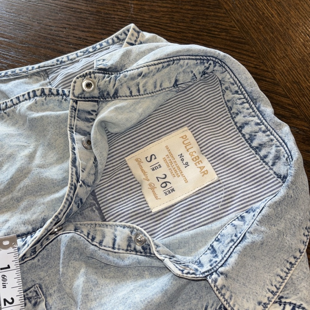 Pull&Bear Button Front Collared Denim Lightweight… - image 4